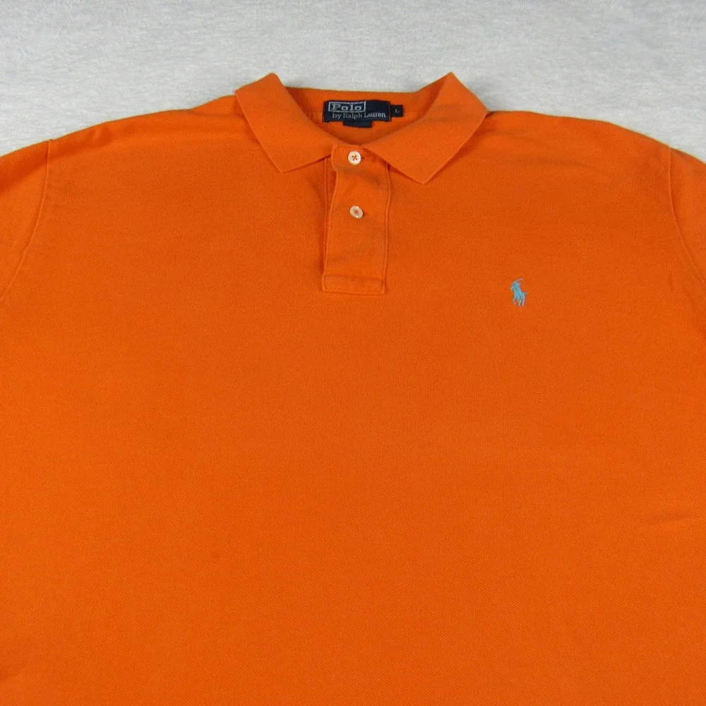 Polo Ralph Lauren Polo Shirt Mens L Orange Excellent Short Sleeve Pique Pony